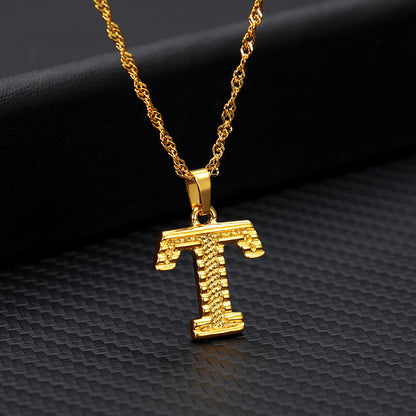 Gold-Plated Alphabet Letters Pendant Necklace