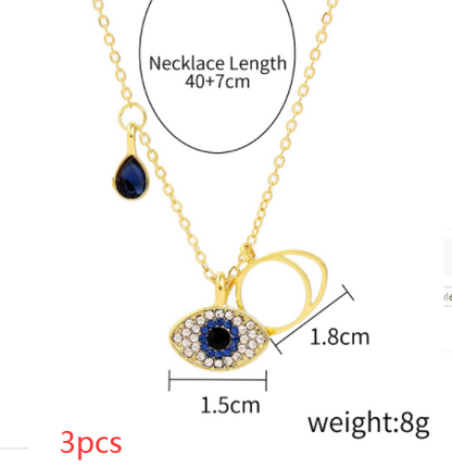 Diamond Demon Eye Necklace Fashionable And Gorgeous Alloy Jewellery Evil Eye Pendant For Her