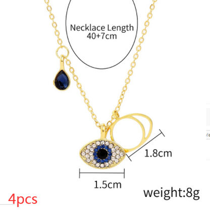 Diamond Demon Eye Necklace Fashionable And Gorgeous Alloy Jewellery Evil Eye Pendant For Her