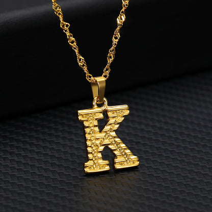 Gold-Plated Alphabet Letters Pendant Necklace