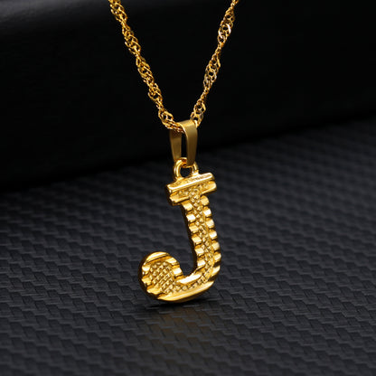 Gold-Plated Alphabet Letters Pendant Necklace