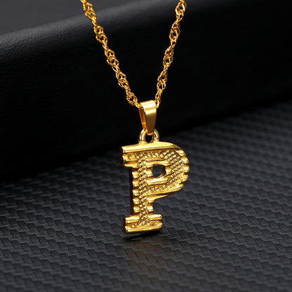 Gold-Plated Alphabet Letters Pendant Necklace