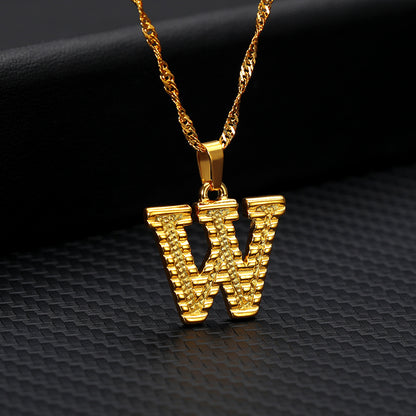 Gold-Plated Alphabet Letters Pendant Necklace