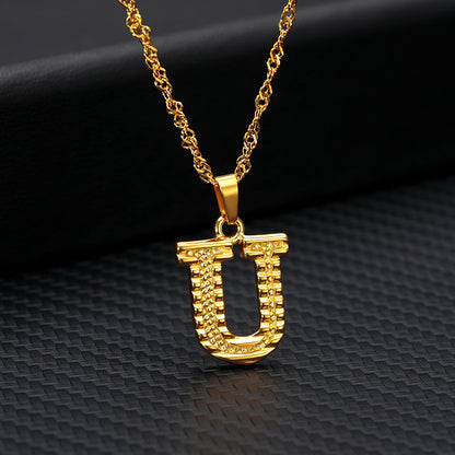 Gold-Plated Alphabet Letters Pendant Necklace