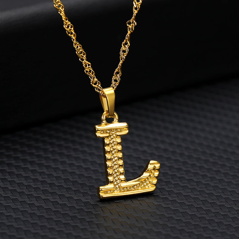 Gold-Plated Alphabet Letters Pendant Necklace