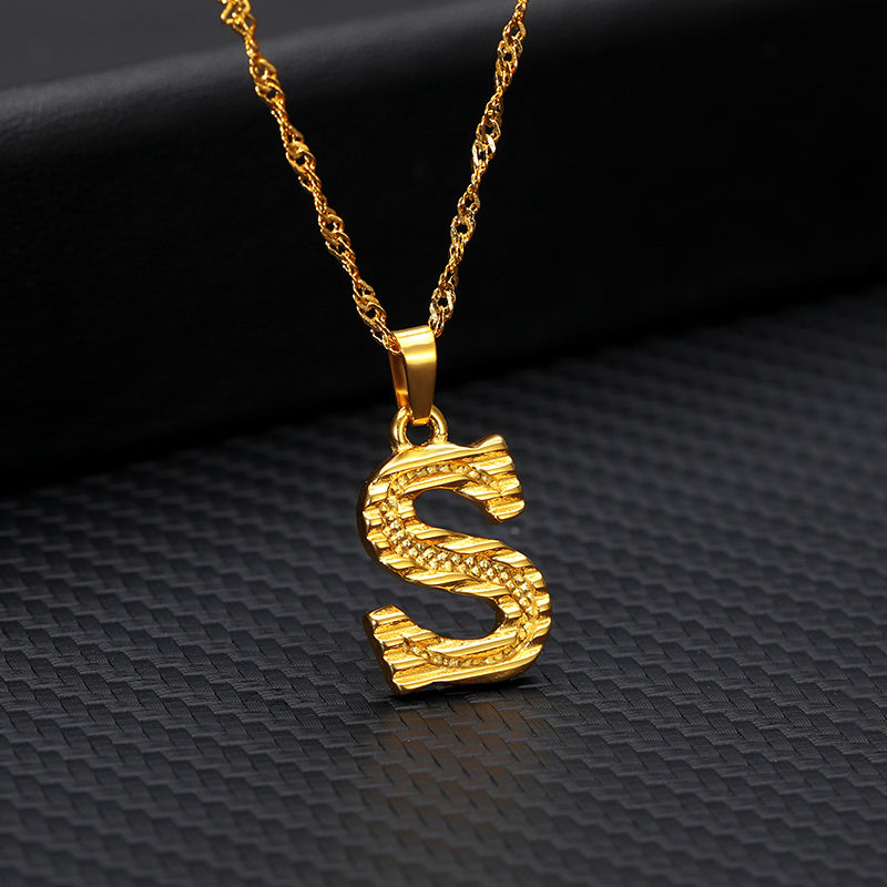 Gold-Plated Alphabet Letters Pendant Necklace