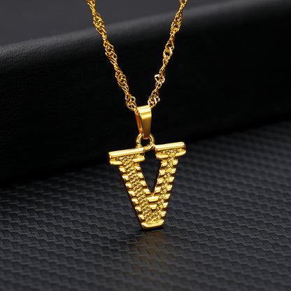 Gold-Plated Alphabet Letters Pendant Necklace