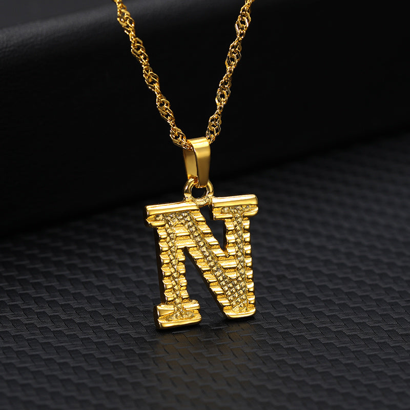 Gold-Plated Alphabet Letters Pendant Necklace