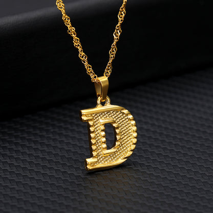 Gold-Plated Alphabet Letters Pendant Necklace