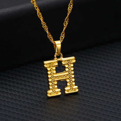 Gold-Plated Alphabet Letters Pendant Necklace