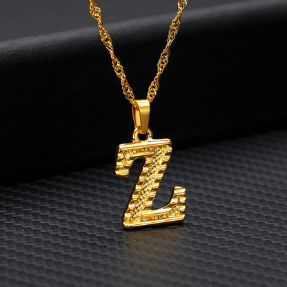 Gold-Plated Alphabet Letters Pendant Necklace