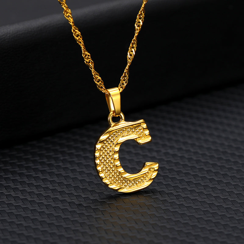 Gold-Plated Alphabet Letters Pendant Necklace