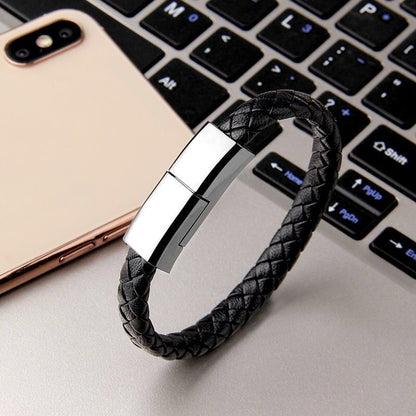 Smart Leather Bracelet USB Portable Travel Charging for Men Women Android / iPhone