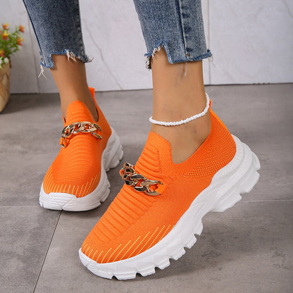 Mesh Shoes For Women Breathable Casual Soft Sole Walking Sock Slip On Flat Shoes