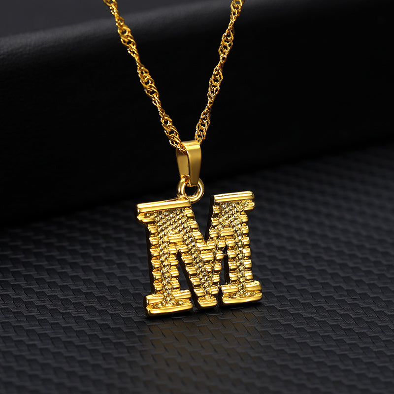 Gold-Plated Alphabet Letters Pendant Necklace