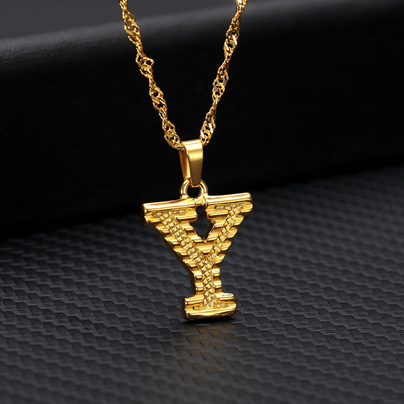 Gold-Plated Alphabet Letters Pendant Necklace