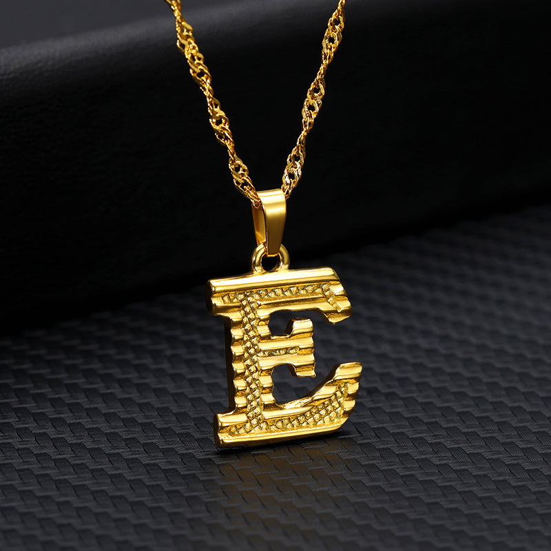 Gold-Plated Alphabet Letters Pendant Necklace