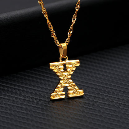 Gold-Plated Alphabet Letters Pendant Necklace