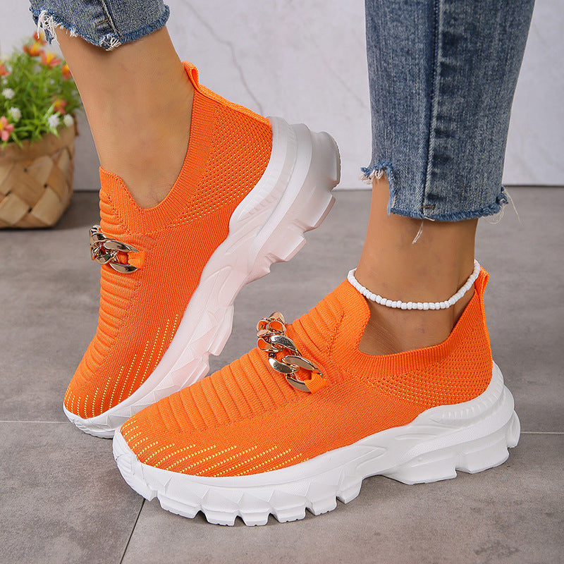 Mesh Shoes For Women Breathable Casual Soft Sole Walking Sock Slip On Flat Shoes