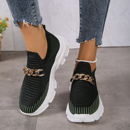 Mesh Shoes For Women Breathable Casual Soft Sole Walking Sock Slip On Flat Shoes