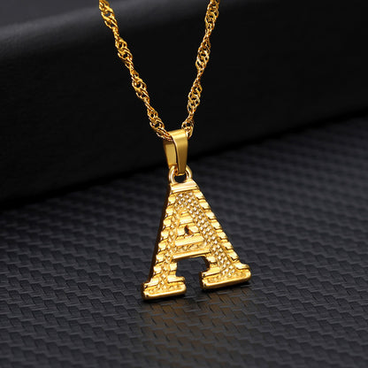 Gold-Plated Alphabet Letters Pendant Necklace