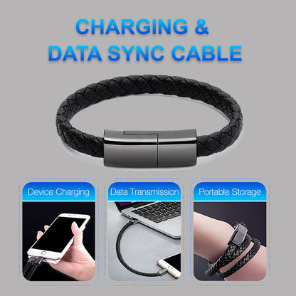 Smart Leather Bracelet USB Portable Travel Charging for Men Women Android / iPhone