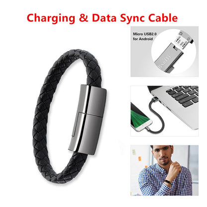 Smart Leather Bracelet USB Portable Travel Charging for Men Women Android / iPhone