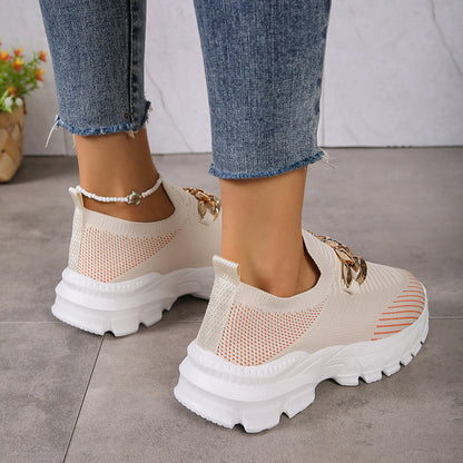 Mesh Shoes For Women Breathable Casual Soft Sole Walking Sock Slip On Flat Shoes